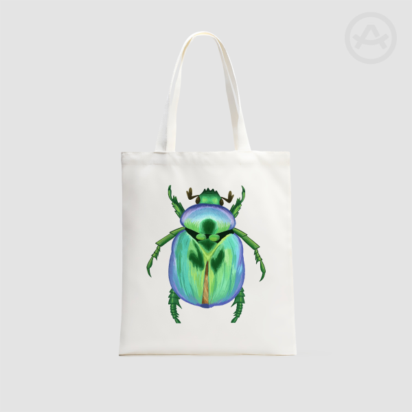 Green Beetle- Canvas Tote Bag - 13.7″x15.7″(35x40cm)