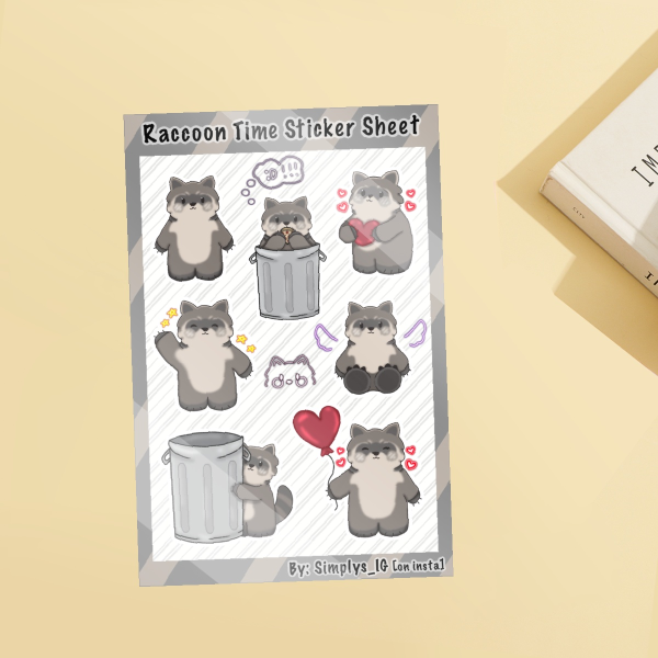 Chibi Raccoon Sticker Sheet