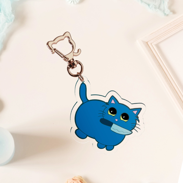 Knife Cat Clear Acrylic Keychains