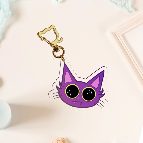 Purple Zooted Cat Clear Acrylic Keychains