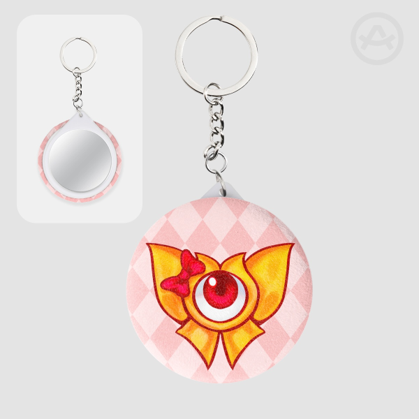 Lotus Plush Badge Mirror Keychain 58mm