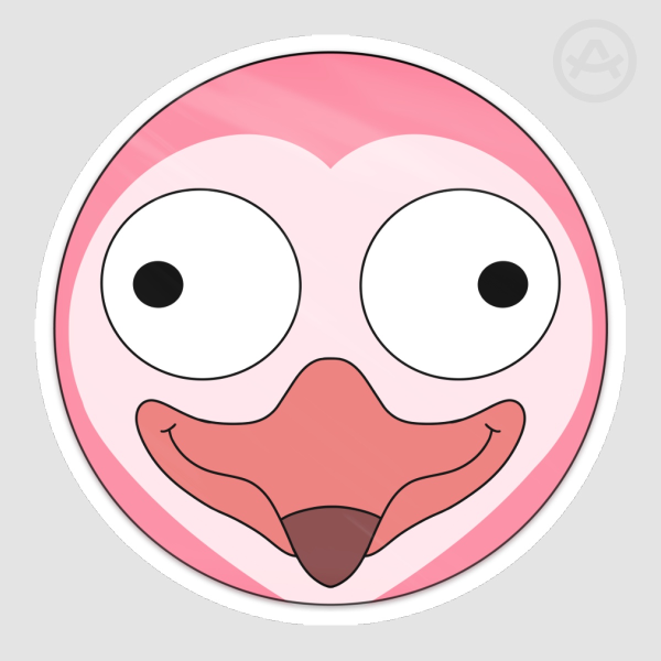 Flamingo Smiling Friends Logo Sticker