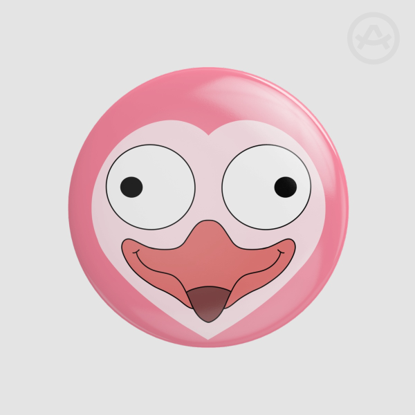 Flamingo Smiling Friends Logo Pin
