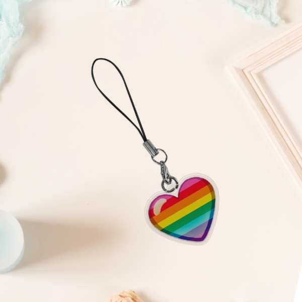 Original Gay Pride Flag by Gilbert Baker Heart Phone Charm