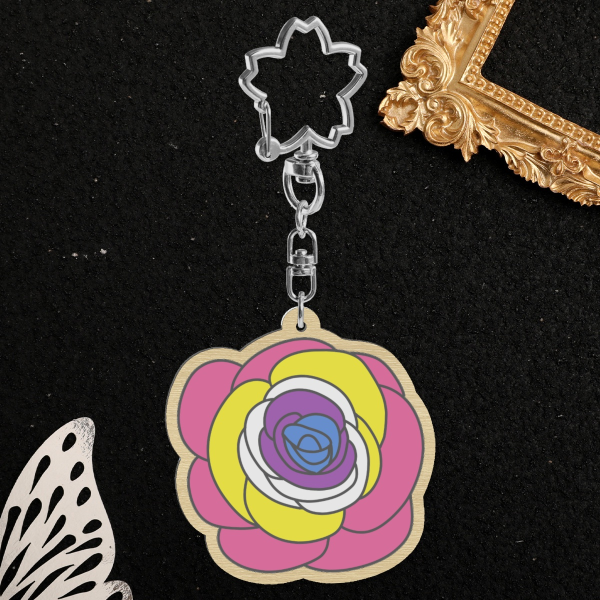 Bigender Rose Wood Keychain
