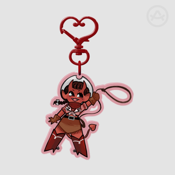 COWGIRL DEMON PINUP GIRL Clear Acrylic Keychains
