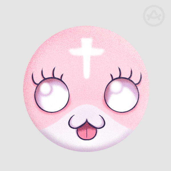 Marshmallow Plush Badge - Mewgenics