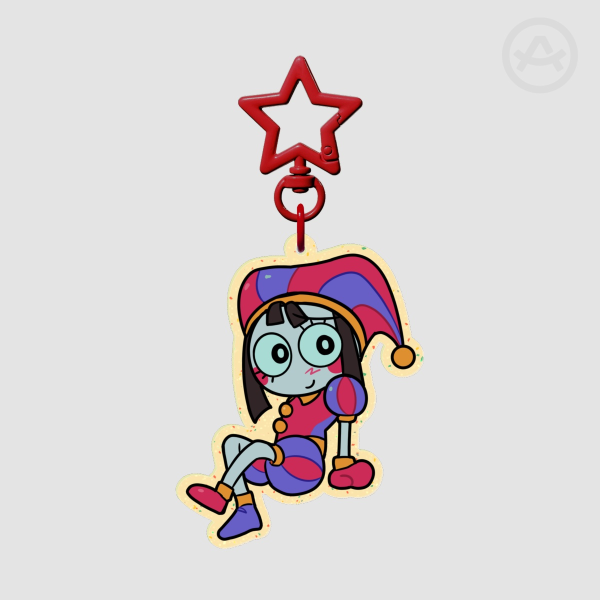 Pomni Glitter Acrylic Keychains