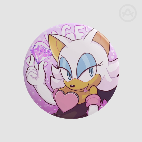[PYROBOXES] [SONIC THE HEDGEHOG] ROUGE THE BAT BUTTON BADGE