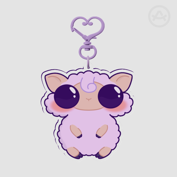 Una the Sheep Kawaii Acrylic Keychain — Cute Lamb Charm with Heart Clasp | Double-Sided Original Character