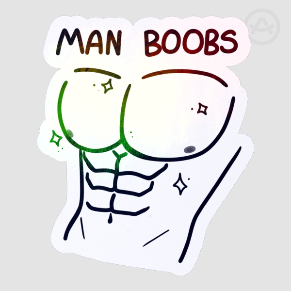 Man Boobs Die Cut Sticker