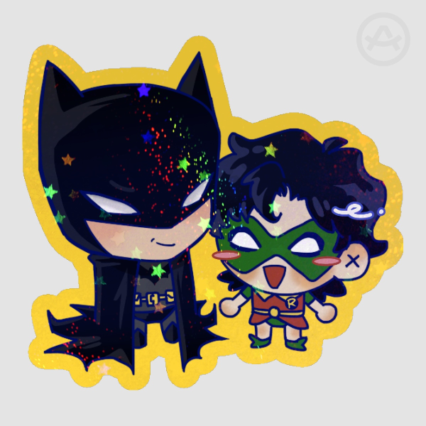 Batman and Dink - Colored Edge Die Cut Stickers