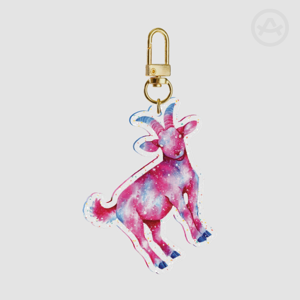 Galaxy Goat Glitter Acrylic Keychains