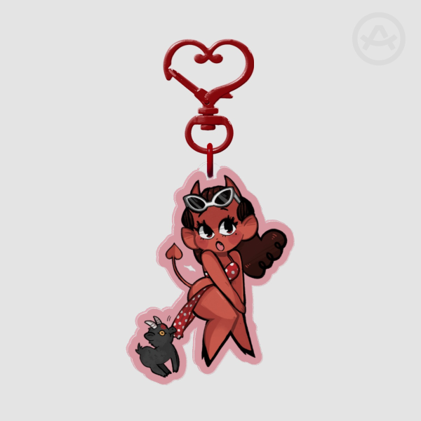 PINUP DEMON GIRL Clear Acrylic Keychain