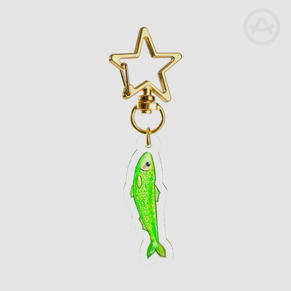 Green Anchovy Fish Clear Acrylic Keychain