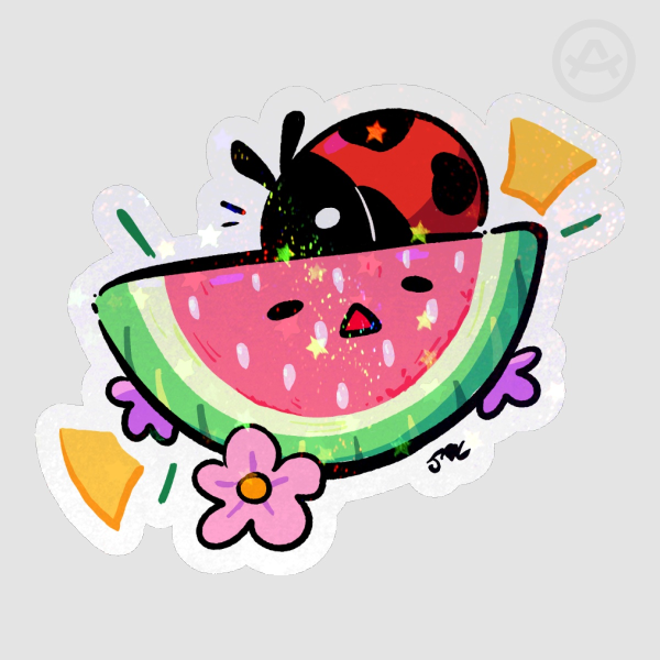 Watermelon Ladybug Die Cut Stickers