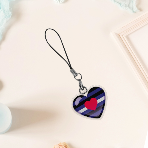 Leather Pride Flag Heart Phone Charm