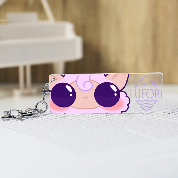 Lufori Una the Sheep Kawaii Acrylic Eyes Pendant — Cute Peeking Lamb Bag Charm | Original Character Keychain