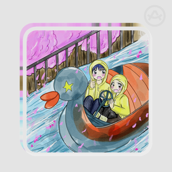 Swan boat  Thick Acrylic Stand No Base - 0.27"(70mm), 0.39"(10mm)