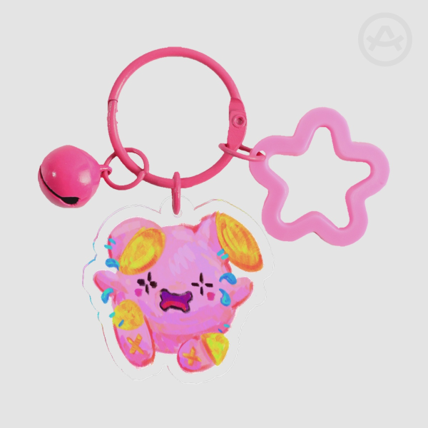 Pink Crying Creature Clear Acrylic Keychain