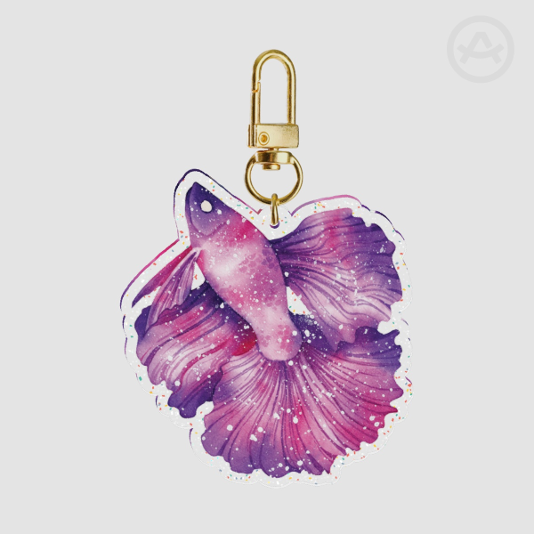Galaxy Betta Glitter Acrylic Keychains