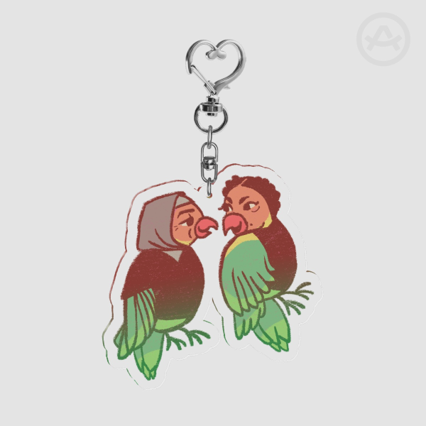"Perlah & Princess Lovebirds"  Clear Acrylic Keychains