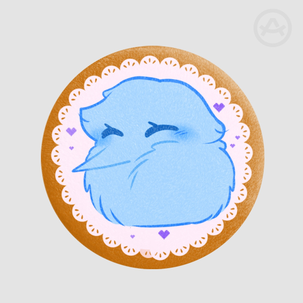 Blue fluff ball Plush Badges