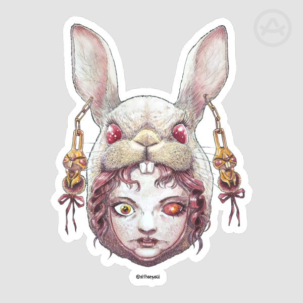 RABBIT_12 faces of fate_ Die Cut Stickers