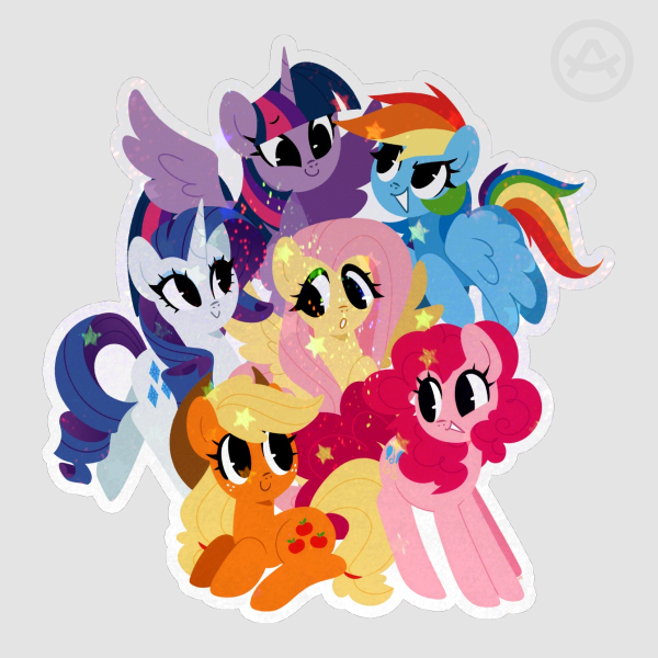 Lineless Mane 6 Die Cut Sticker