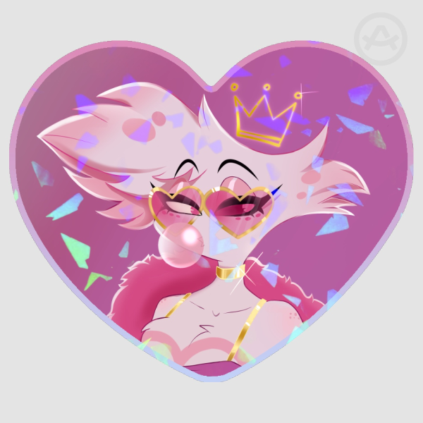 Angel Dust Bubblegum Bitch - holographic heart sticker