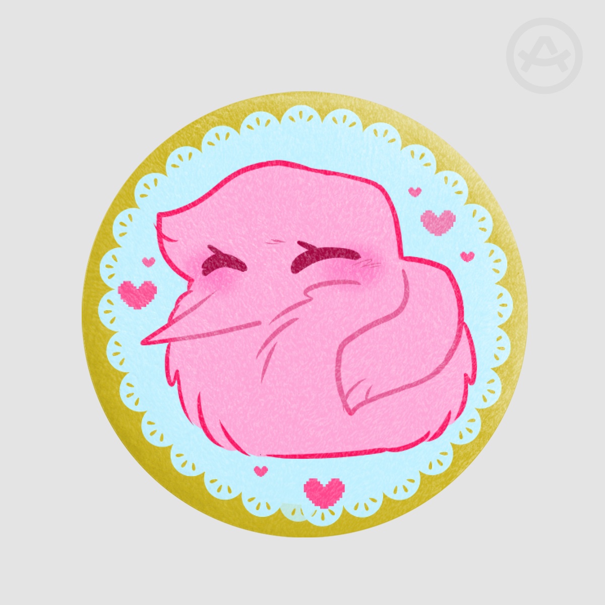 Pink fluff ball Plush Badges