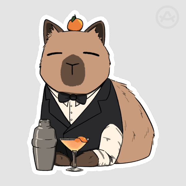 Capy-Bartender Matte Sticker