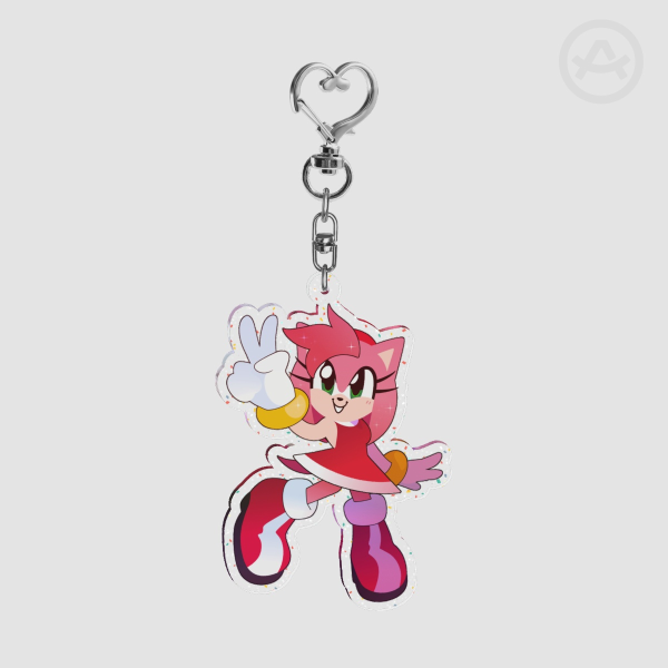 Amy Rose the Hedgehog Glitter Acrylic Keychains