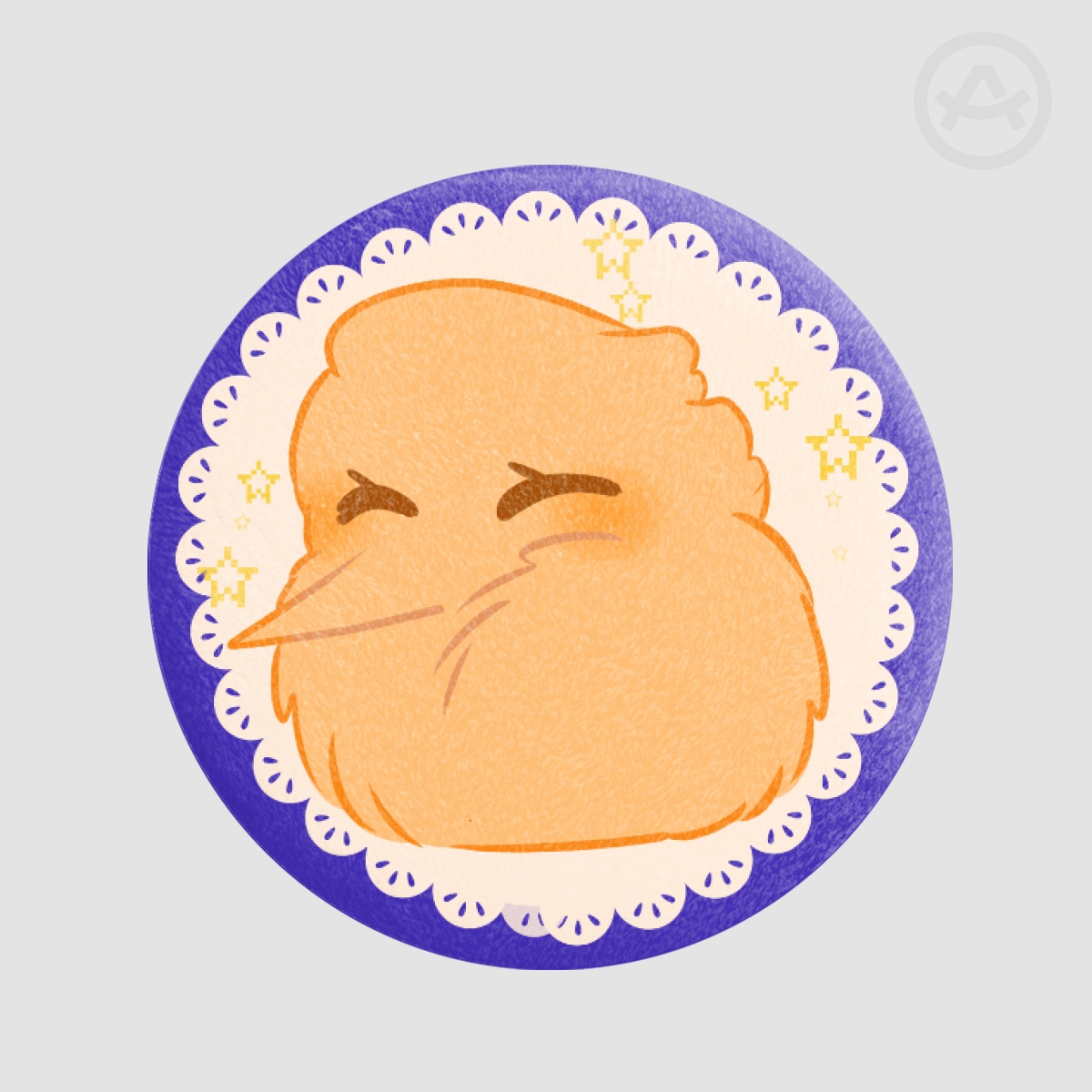 Orange fluff ball Plush Badges