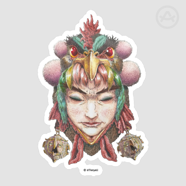 ROOSTER_12 faces of fate_ Die Cut Stickers