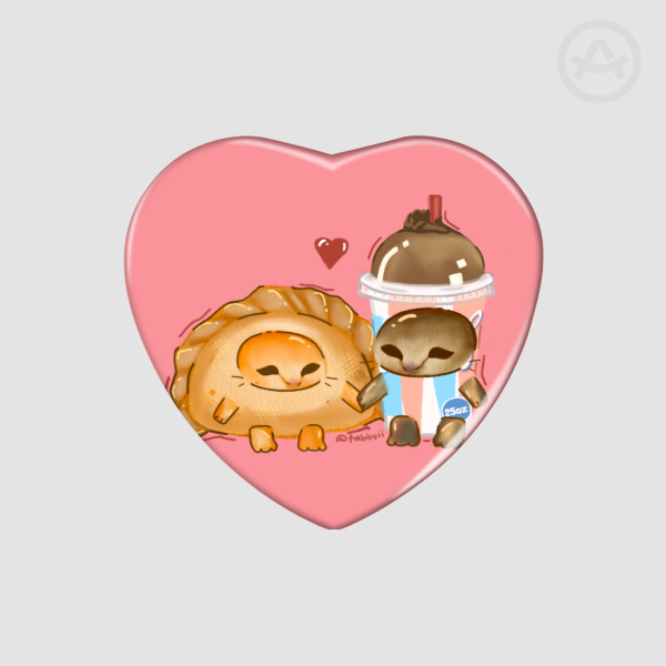 el combito heart shaped pin (pizza and cola flavor)