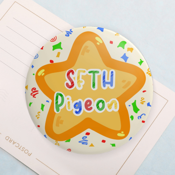 Shoot From The Hip Pigeon - Button Pin (Round Badge + Soft Touch Finish)