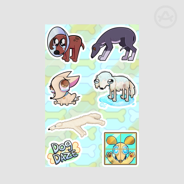 DOG DAZE [pathetic dog sticker sheet]