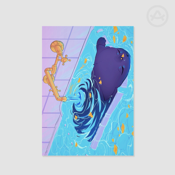 Poster cat in the sink