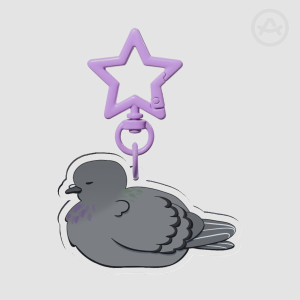 Sleepy Pigeon Acrylic Keychain