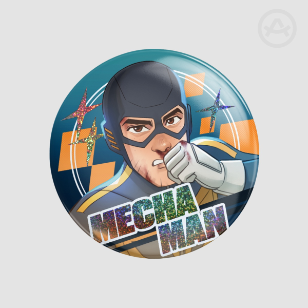 Mecha Man | Holographic Button Pin