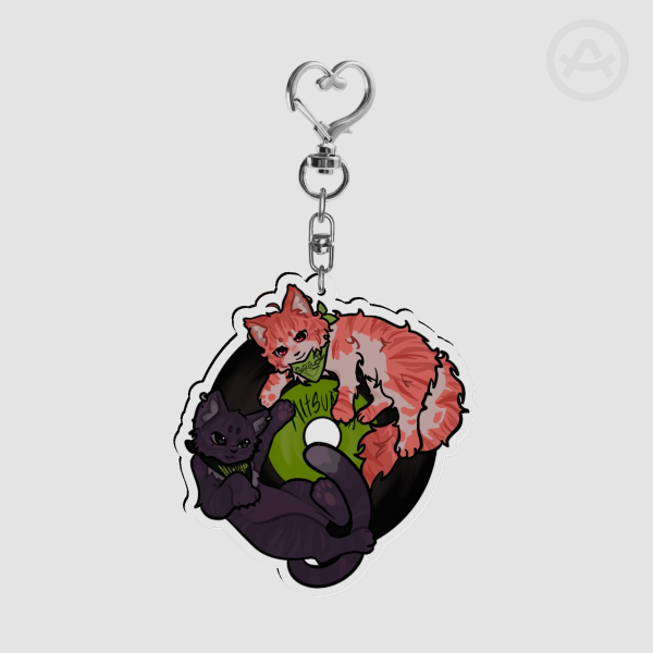 TGSWIIWAGAA - Green Yuri Cats - 2 sided keychain