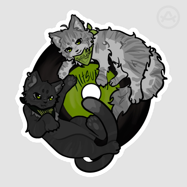 TGSWIIWAGAA - Green Yuri - Cat Sticker - Version 2