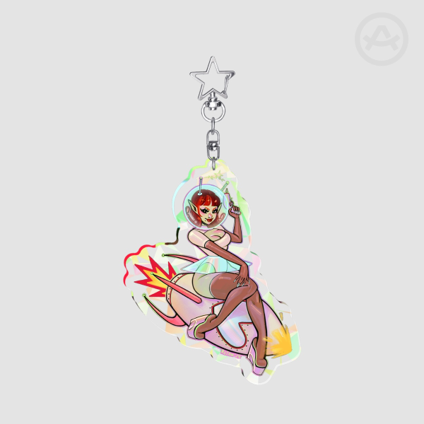 Alien Pinup - Holographic Acrylic Keychain