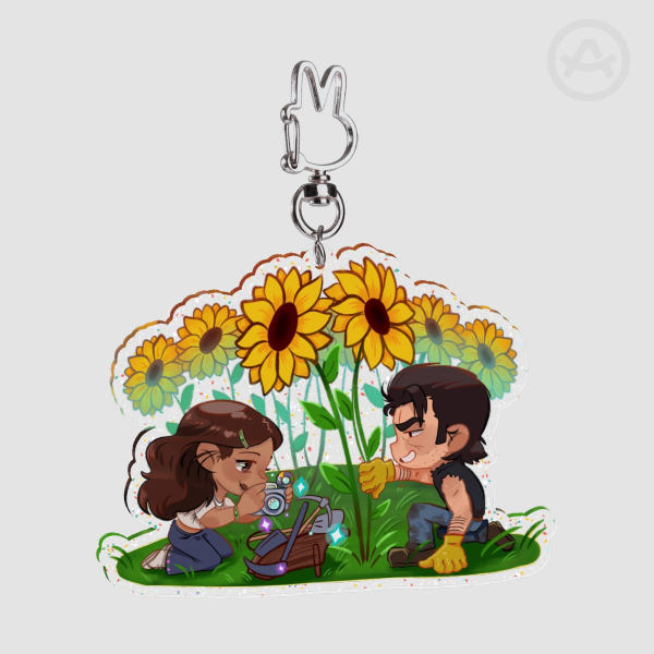 Glitter Acrylic Keychain - Maria Flores and Johnny - 