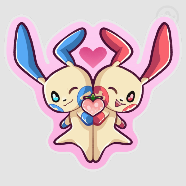 Plusle and Minun PET Vinyl Die Cut Stickers