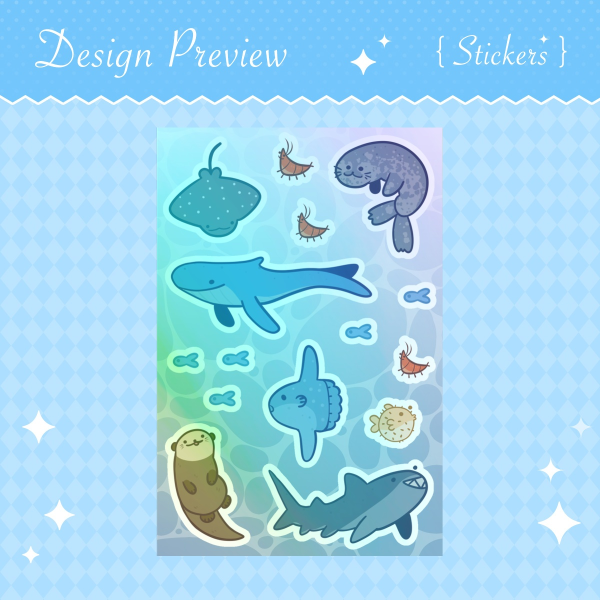 Sea Life Holo Rainbow Sticker Sheet