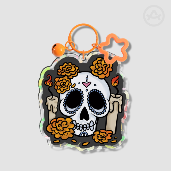 Dia De Los Muertos Broken Glass Acrylic Keychains