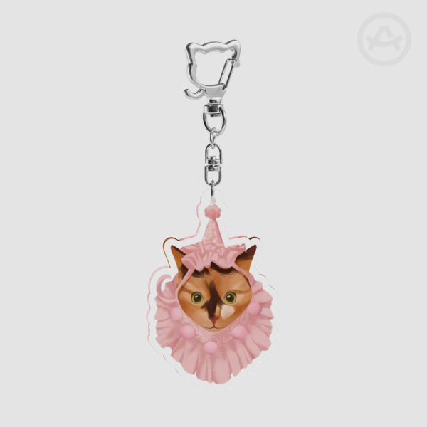 Princess Orange Calico Cat Feline Acrylic Keychains for Cat Lovers