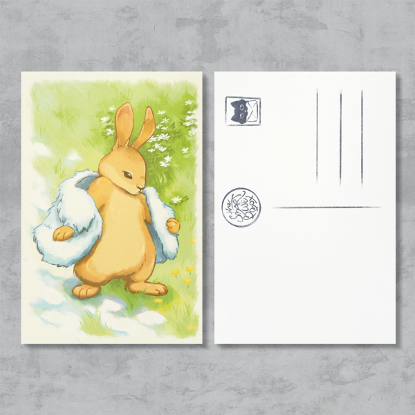 Taking off winter coat (postcard)